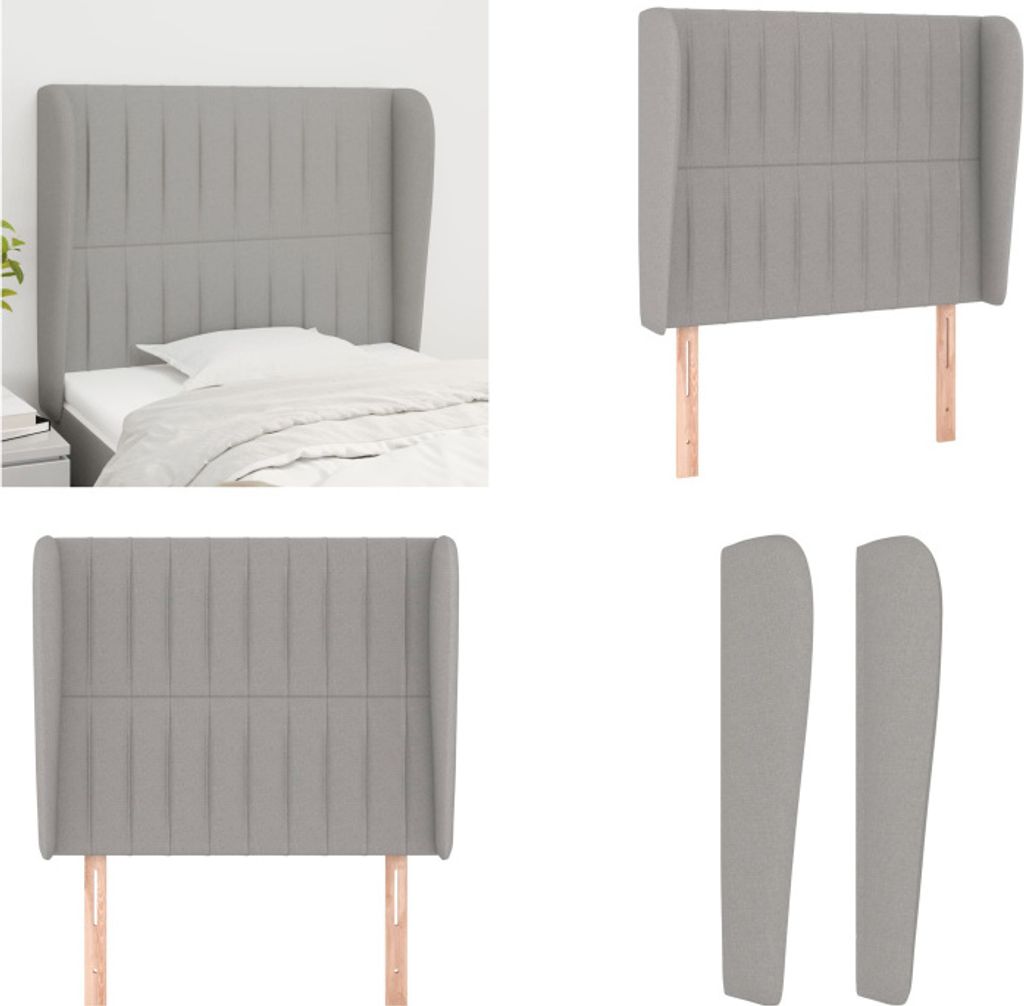 vidaXL Kopfteil mit Ohren Hellgrau 103x23x118/128 cm Stoff - Kopfteil - Kopfteile - Bett-Kopfteil - Bettkopfteil