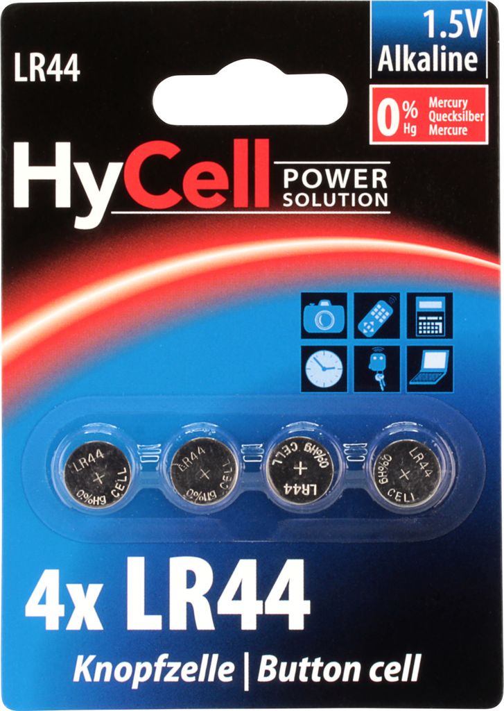 HyCell Alkaline Knopfzellen LR44 / LR1154 / AG13 Produktbild 