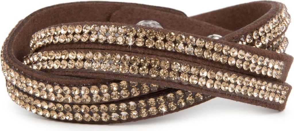styleBREAKER weiches Strass Armband, eleganter Armschmuck mit Strasssteinen, Wickelarmband, 2x2-Reihig, Damen 05040004