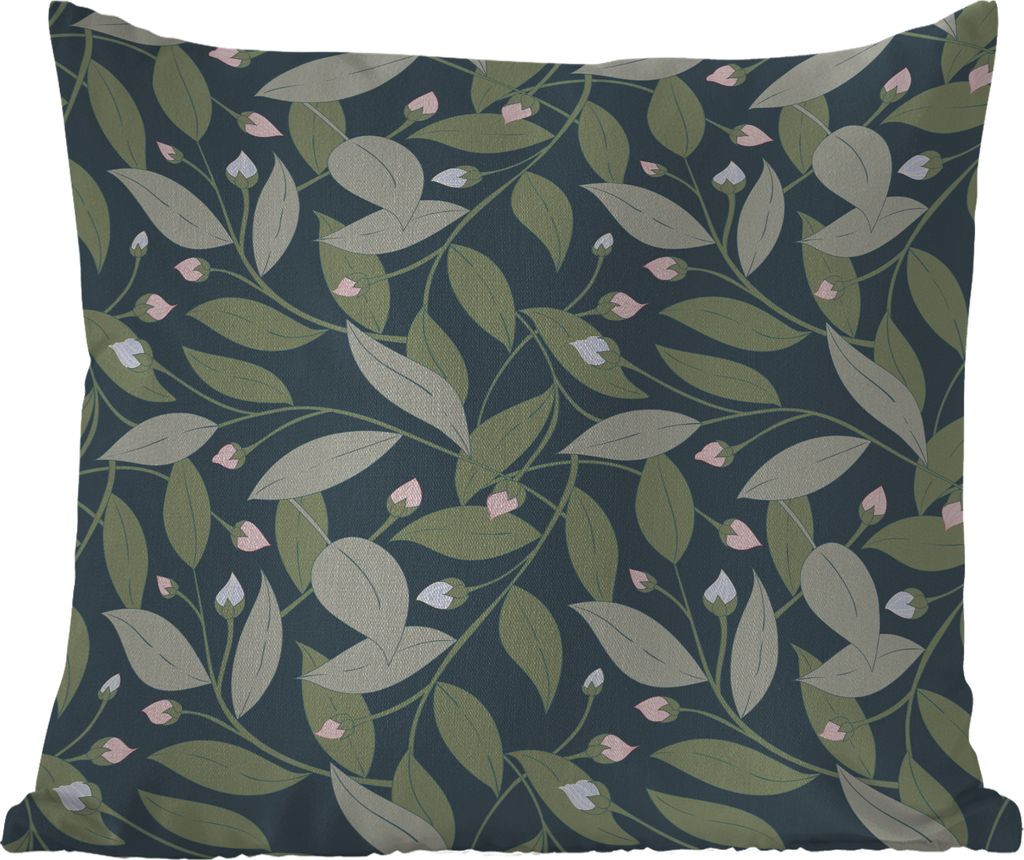 MuchoWow Outdoor Kissen - Blumen - Blätter - Muster - 50x50 cm - Wetterfest - Lounge Kissen - Komfortabel - Kissen mit Bild