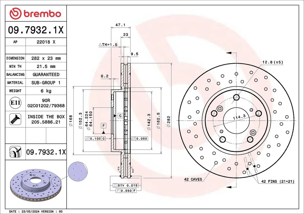 Disque de frein avant pour entretien Honda Accord VII 2.0 et 2.2 i-CTDi
