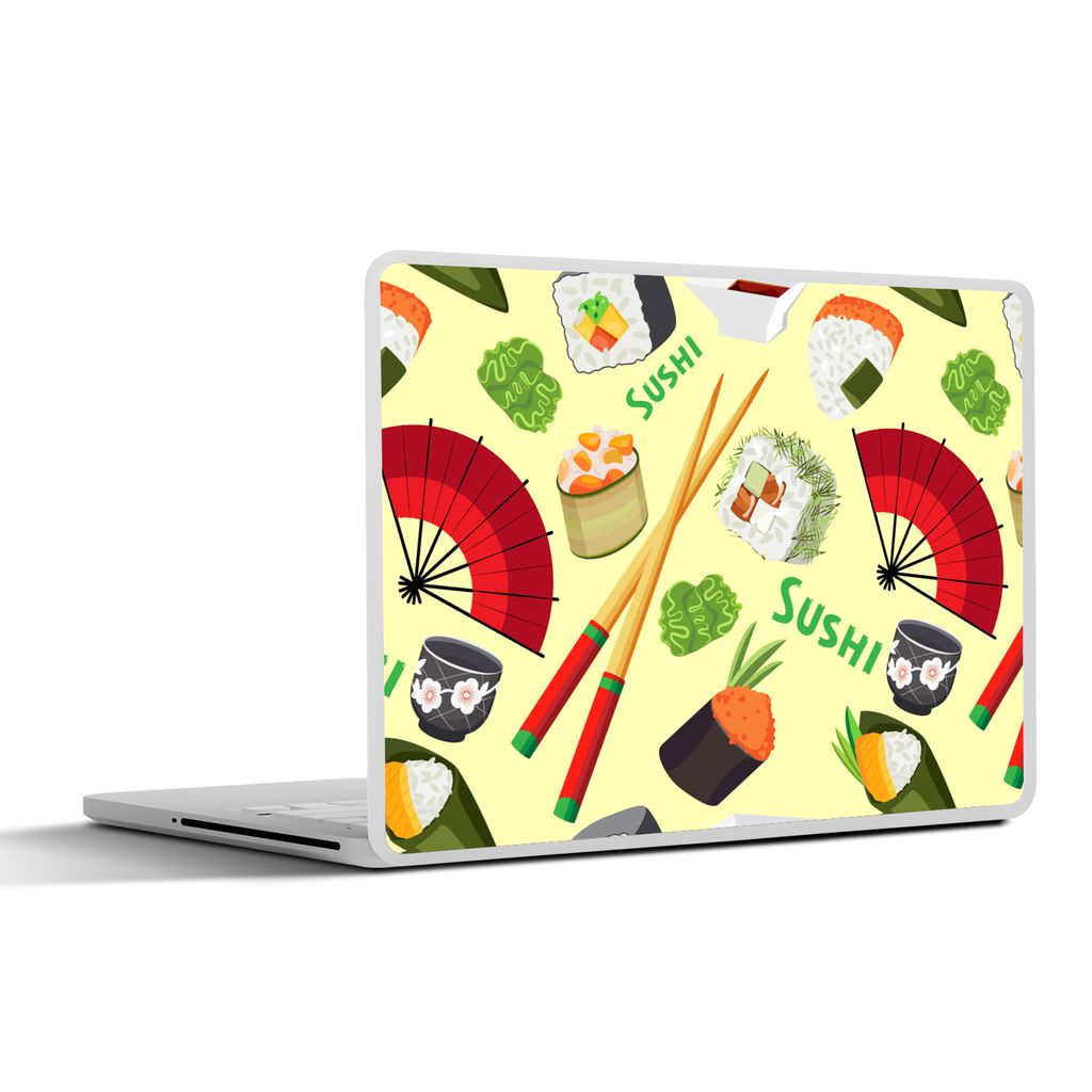 MuchoWow Laptop Aufkleber Sticker Cover Sushi - Japan - Muster 25x18 cm - Laptop-Deko