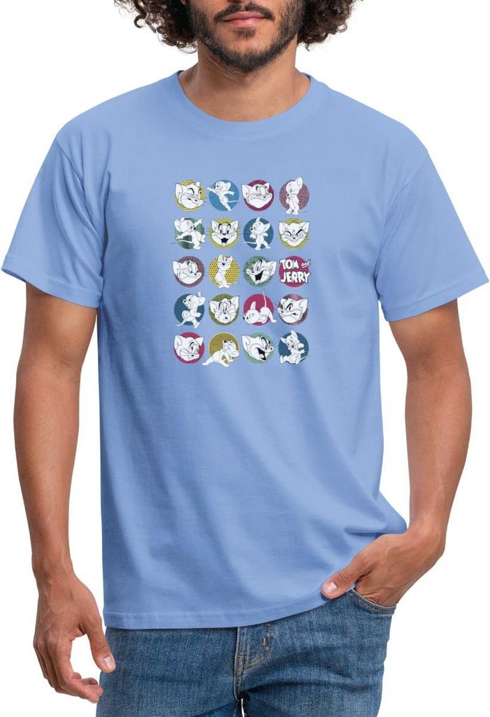 Spreadshirt Tom Und Jerry Ikonische Ausdrücke Männer T-Shirt, M, Carolina Blue