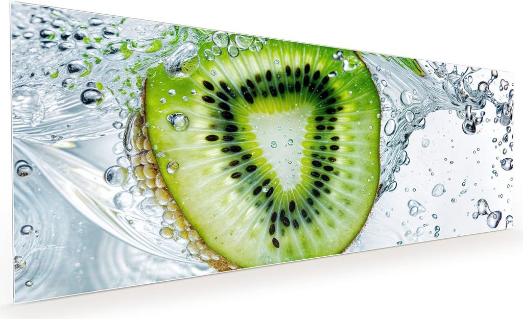 Küchenrückwand Spritzschutz Glas mit Motiv Kiwi im Wasser 40 x 40 cm