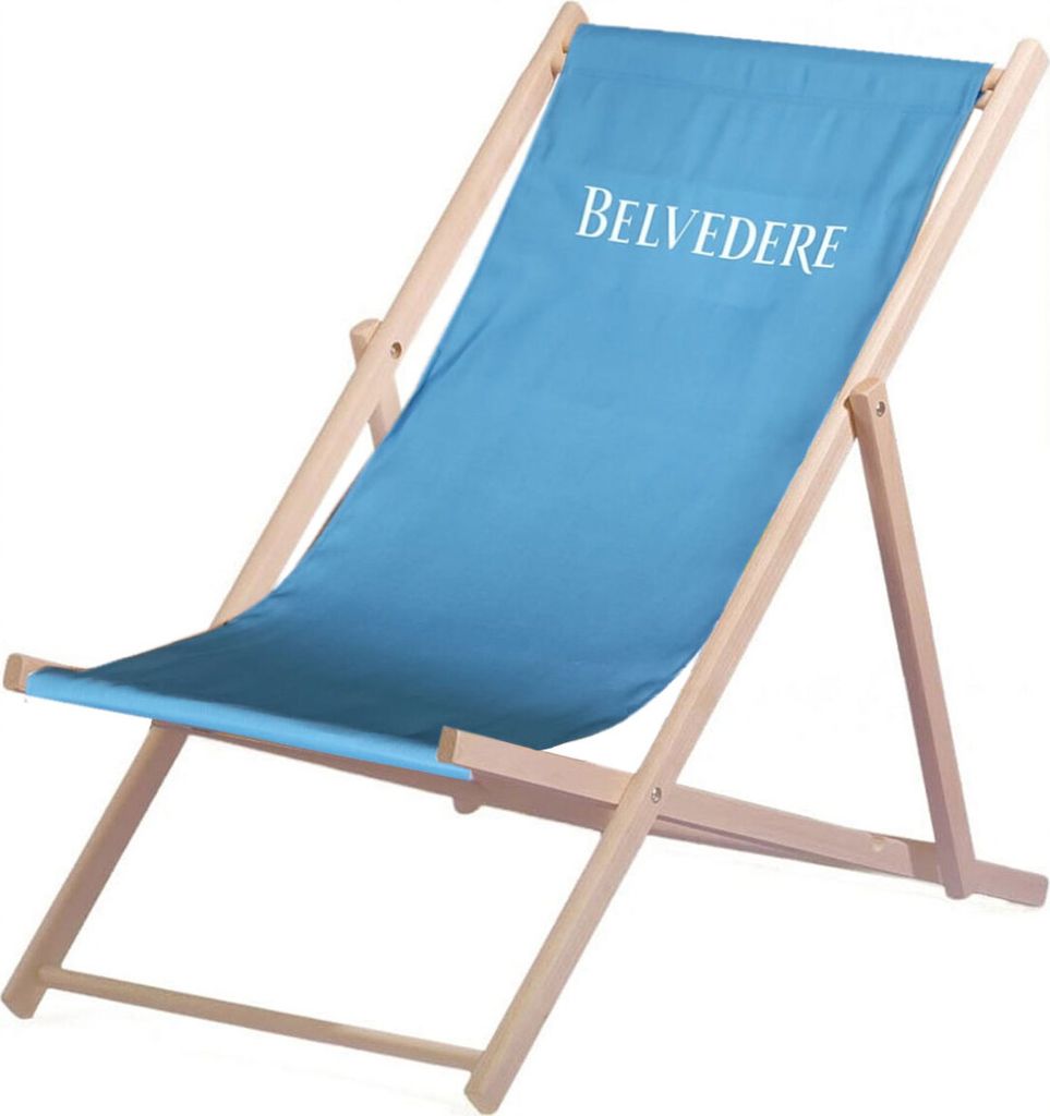 Belvedere Liegestuhl Stuhl aus Holz Gartenliege Klappstuhl höhenverstellbar blau