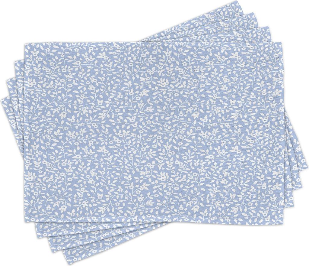 ABAKUHAUS Blau und weiß Platzmatten, Ditsy Wiederbelebung Stil mit ländlichen Landschaft Wachstum Cottage Cabin Pattern, 30 x 45 cm, Baby Blue Weiß