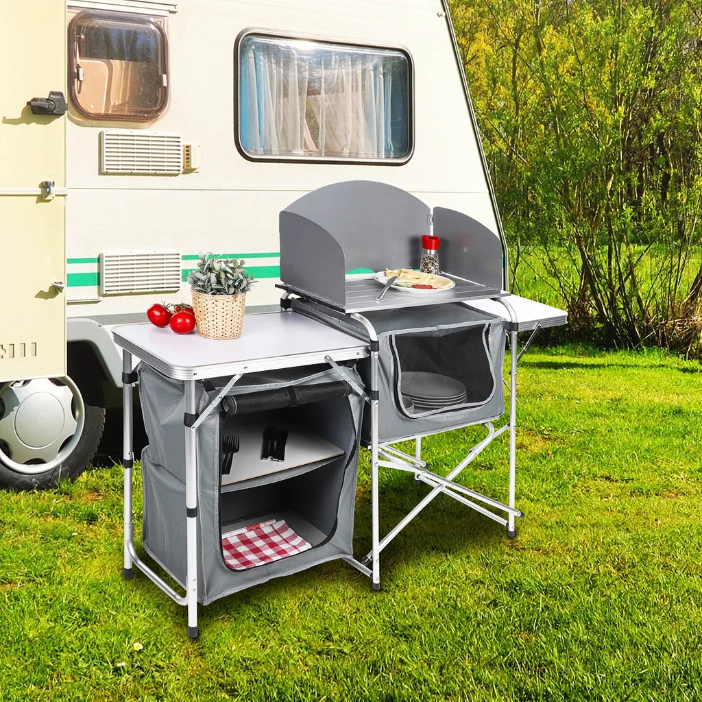 Outdoor Tisch Camp4 Campingtisch Alu 90x60x74cm - Klappbar, Für 4