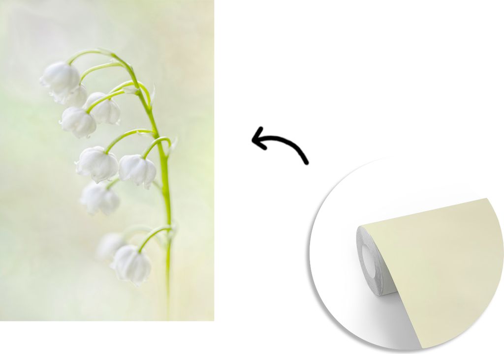 MuchoWow Fototapete für Wohnzimmer oder Schlafzimmer Wandtapete Vinyl Motivtapete Schneeweißes Maiglöckchen - 175x260 cm - Vinyltapete