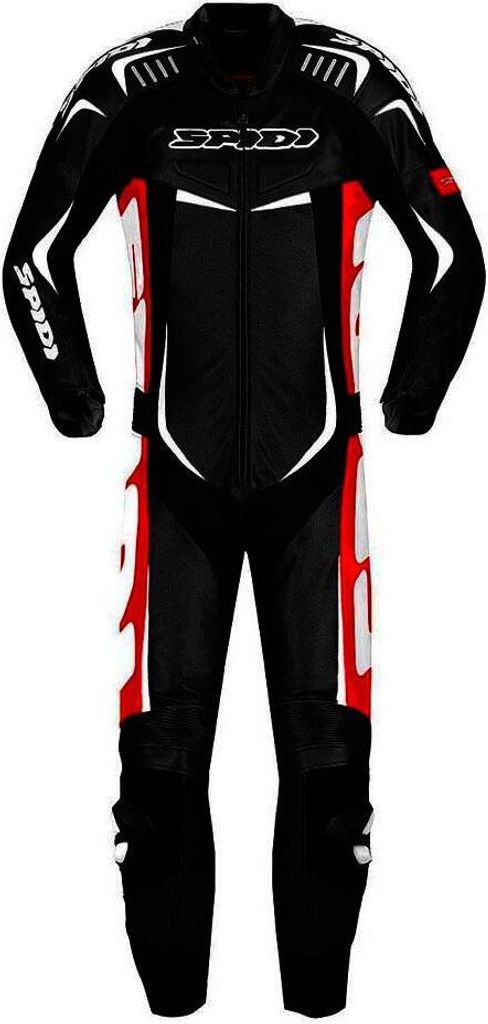 Spidi Track Wind Pro 1-Teiler Motorrad Lederkombi, schwarz/weiß/rot, 50
