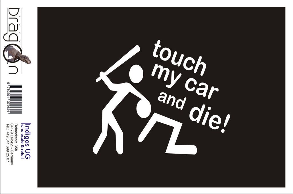 Aufkleber / Autoaufkleber - JDM / Die cut / Auto / OEM - Touch my car and die - 210x100mm pink - Heckscheibe / Heckscheibenaufkleber