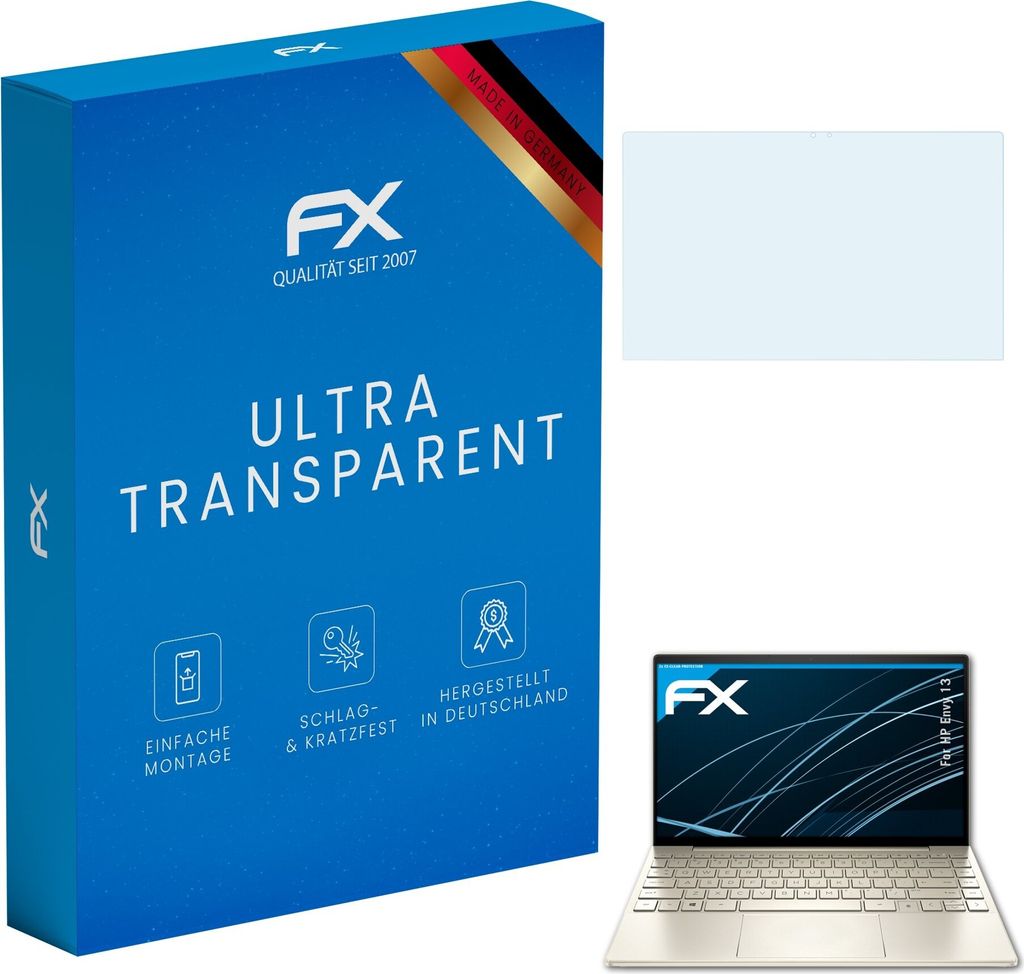 atFoliX FX-Clear 2x Schutzfolie kompatibel mit HP Envy 13 Displayschutzfolie