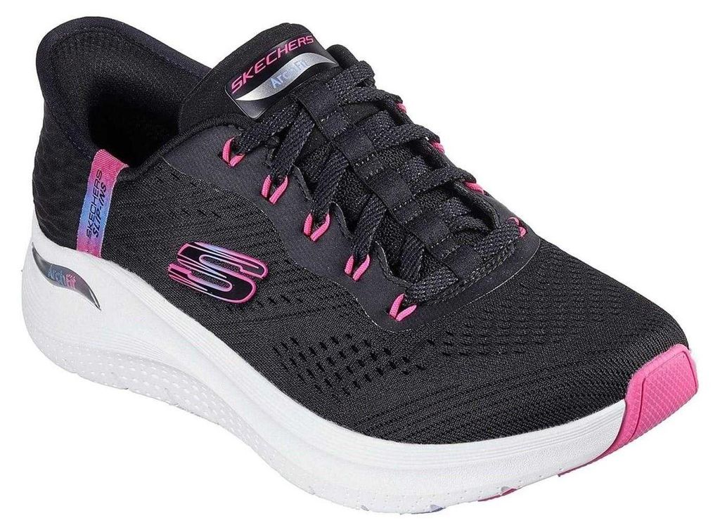 Skechers - "Arch Fit 2.0 - Easy Chic" Sneaker für Damen, Zum Reinschlüpfen GT16447 (36 EU) (Schwarz/Leuchtend Pink)