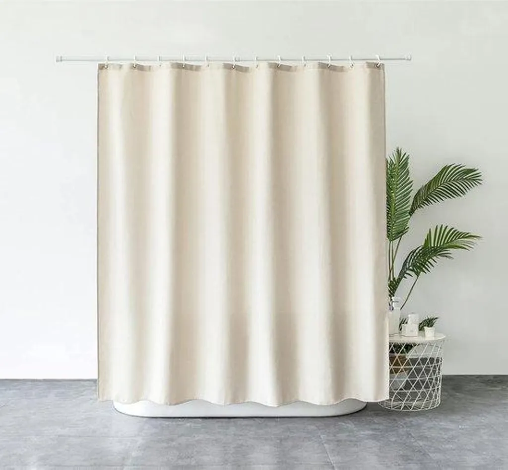 Rideau de douche textile imperméable effet lin lavable haute qualité