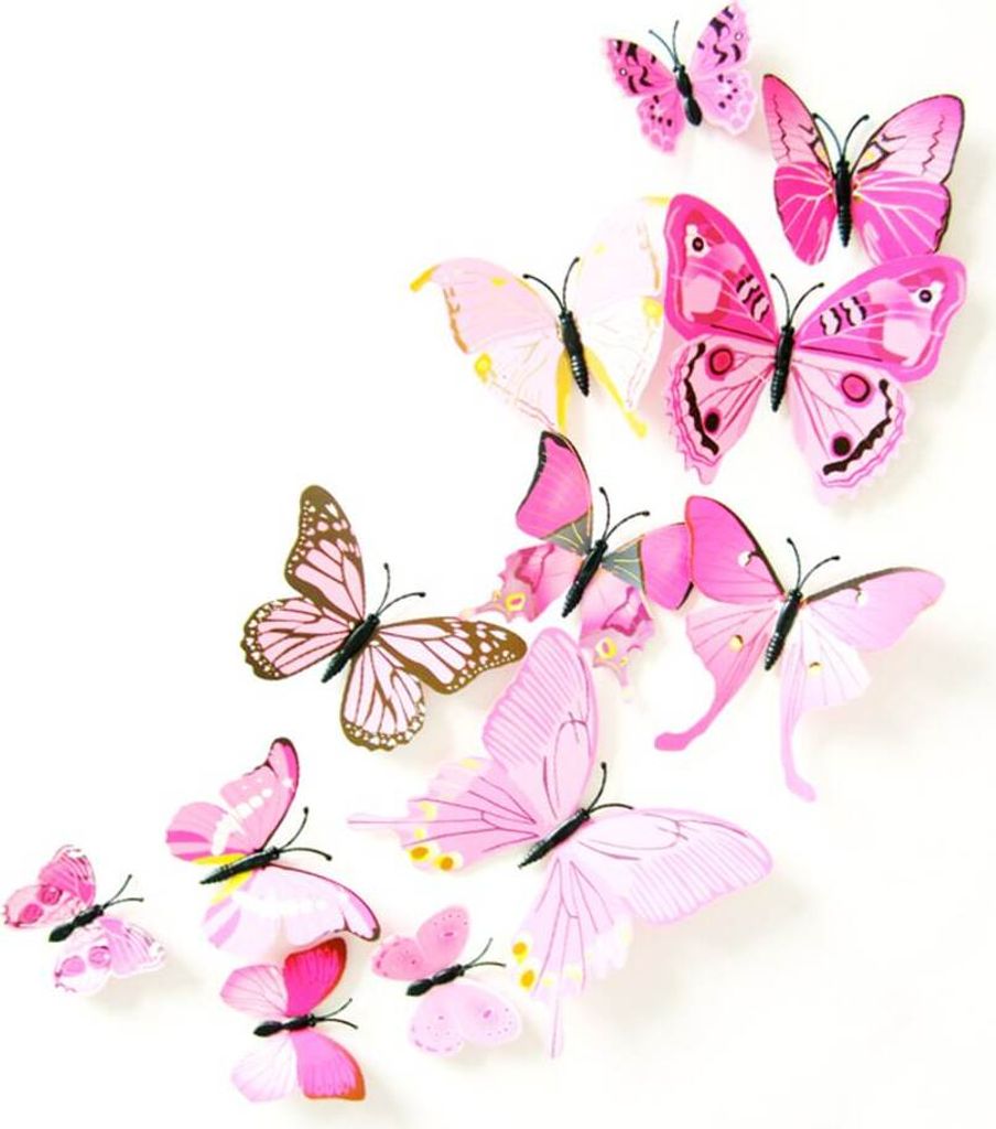 Oblique Unique 3D Schmetterlinge 12er Set für die Wand zum Produktbild 