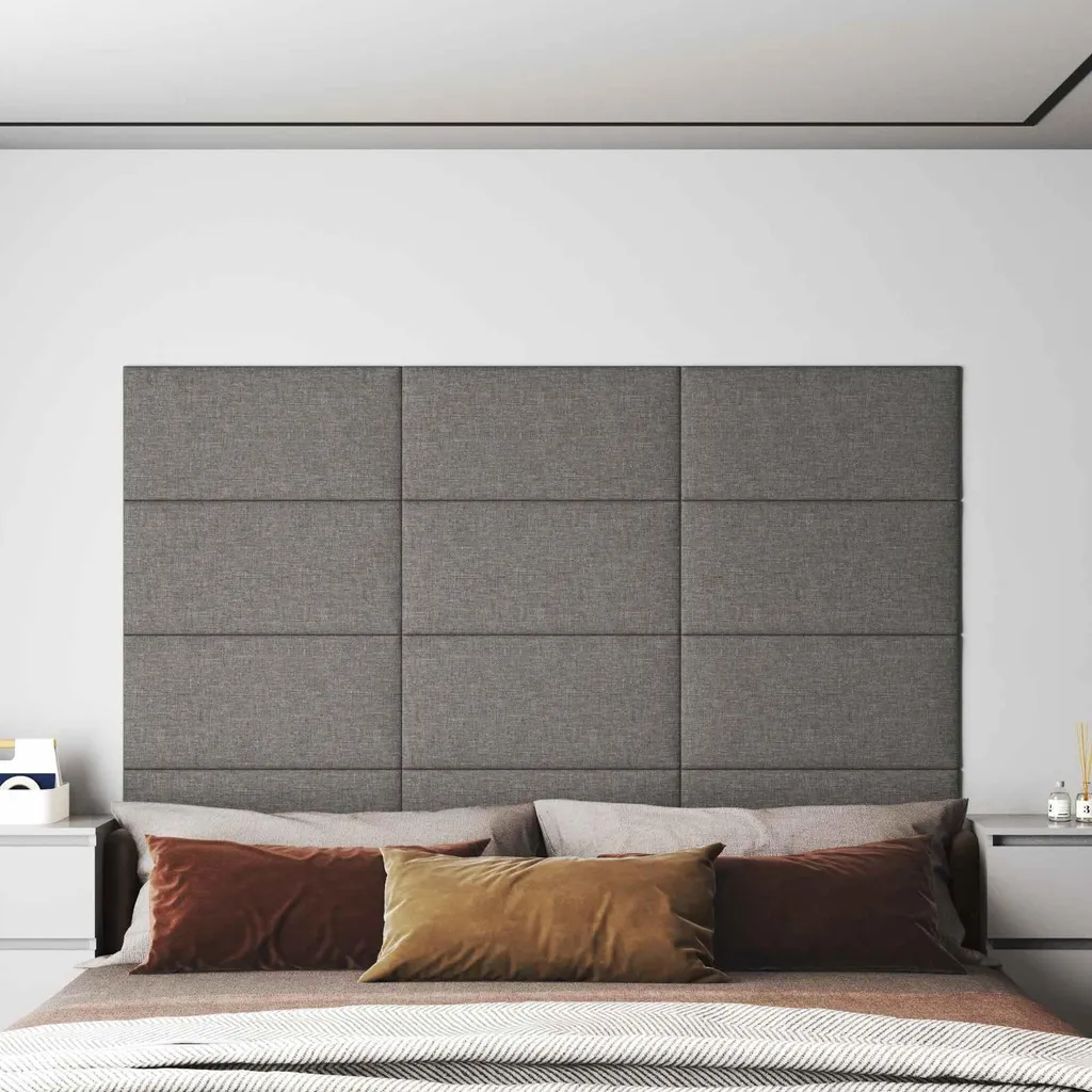 Pannelli Testata Letto 12 Pezzi Grigio Chiaro 60x30 cm in Tessuto Imbottito