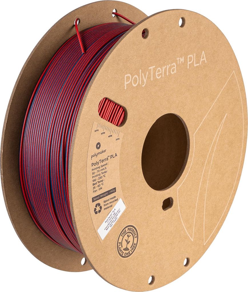 Polymaker PolyTerra PLA Filament Dual Mixed Berries (Red-Dark Blue) 1.75 mm 1KG
