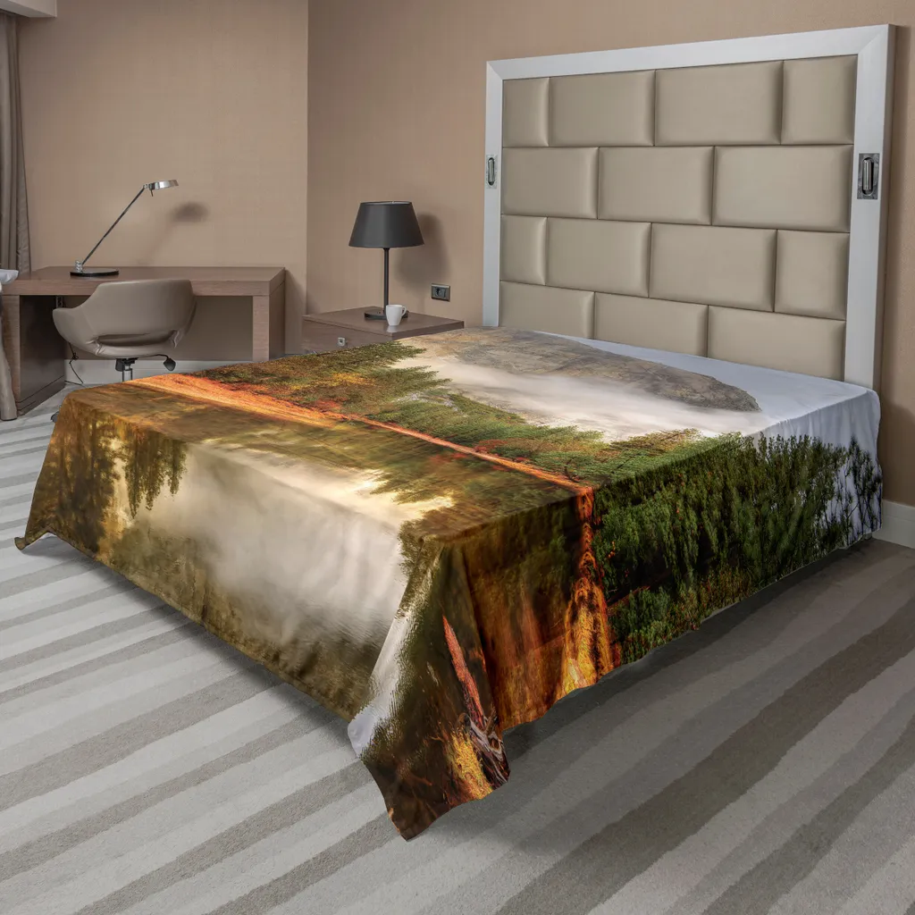 ABAKUHAUS Yosemite Drap Plat Vert Forêt 275x260 cm en Microfibre Douce