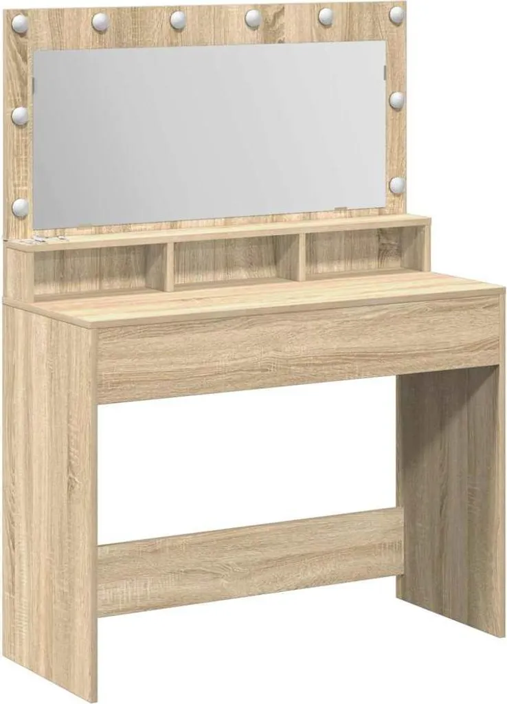 Postazione Trucco Professionale SYFAX™ 100 cm | Rovere Sonoma con Specchio