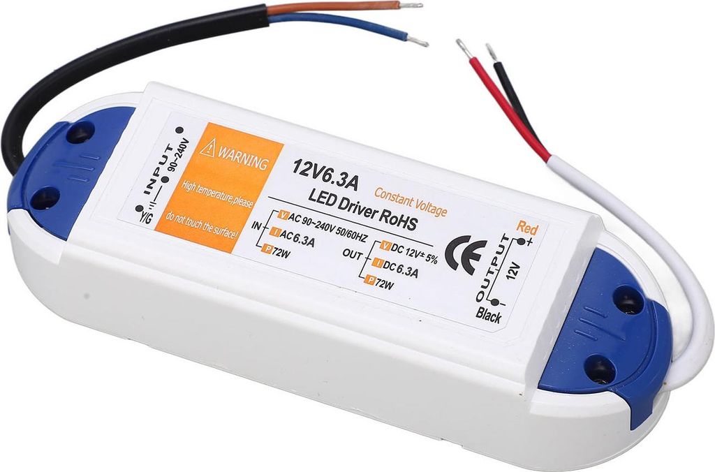 LED -Treiber 6.3A 72W AC90‐240V bis 12 V Netzteiltransformator für Beleuchtungsstreifen Glühbirnen