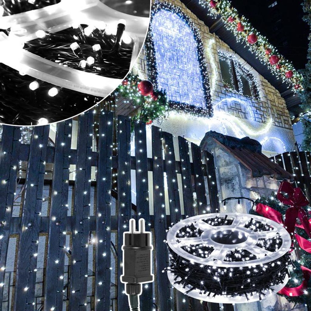 Izrielar LED Lichterkette 200m 1000LED Lichterkette mit 8 modi Außenlichterkette für Innen Weihnachten Hochzeit Party Garten Deko Kaltweiß