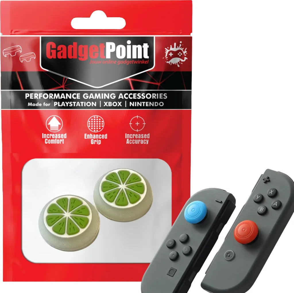 Impugnature per il pollice - Impugnature per il pollice per i controller Joy-Con di Nintendo Switch - Impugnature per il pollice da gioco - Impugnature per il pollice performanti - Cappucci antiscivolo per joystick - Accessori di protezione - Frutta - Verde con bianco -