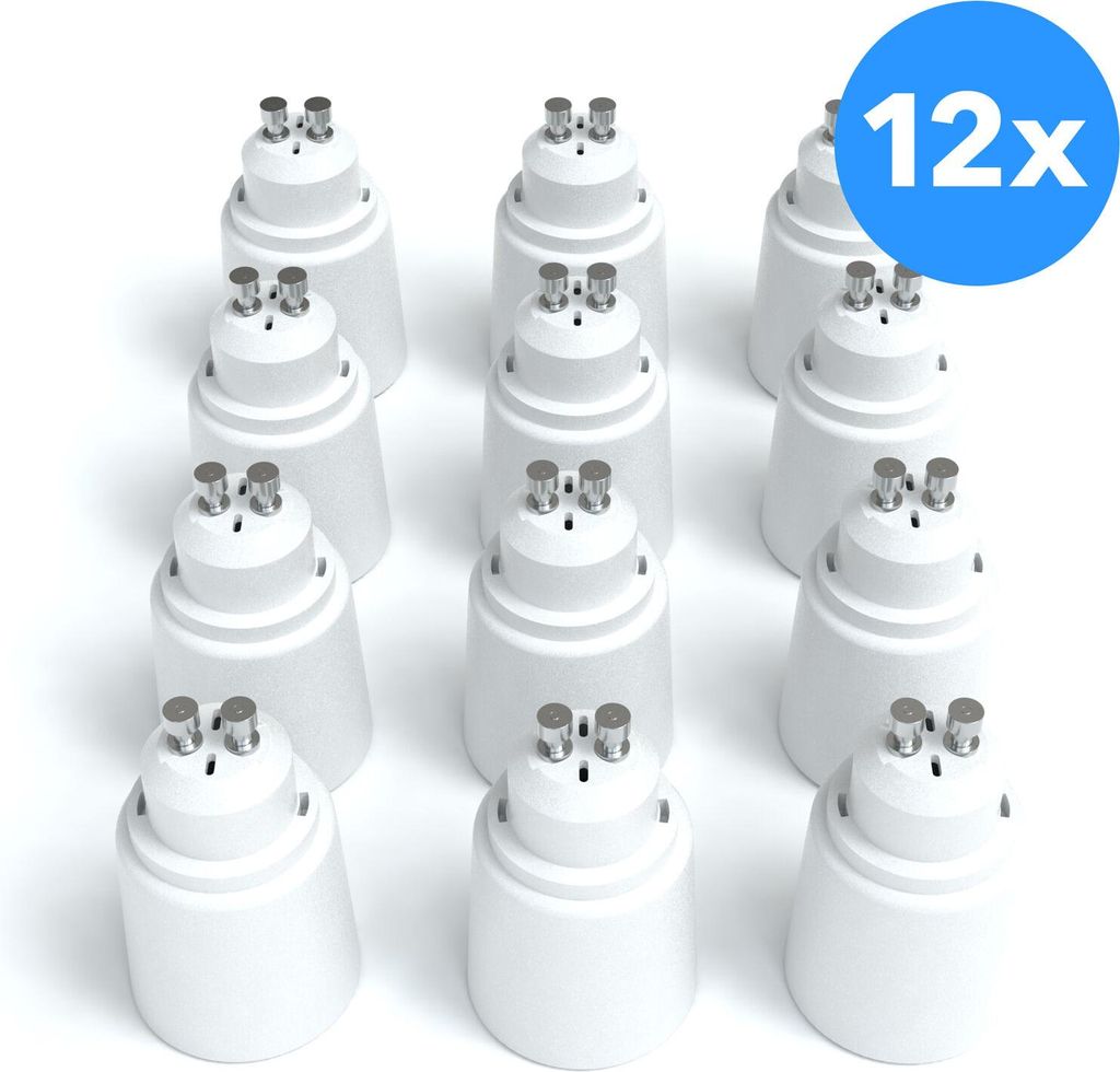 EAZY CASE 12x Lampensockel Adapter (GU10->E27) - Konverter GU10 Fassung auf E27 Lampenadapter, für LED-/Halogen- und Energiesparlampen Sockeladapt...