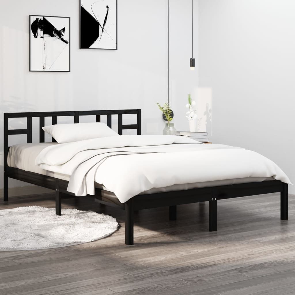 Maison Exclusive - Massivholzbett Schwarz 200x200 cm