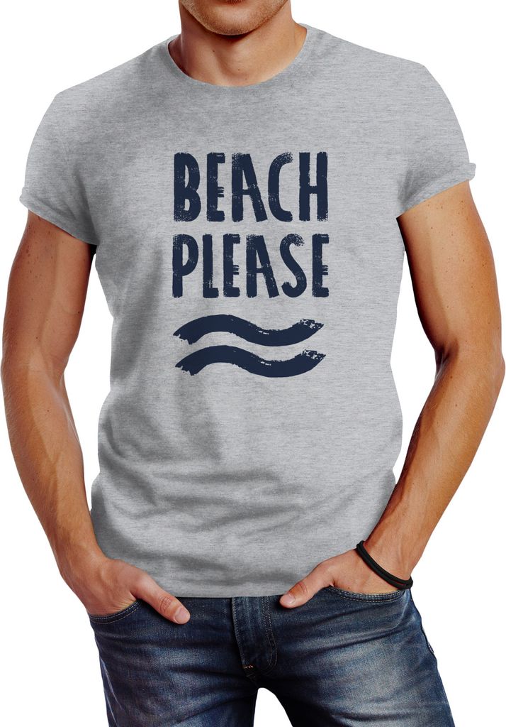 Sommer Herren T-Shirt Beach please Slim Fit Neverless grau 3XL