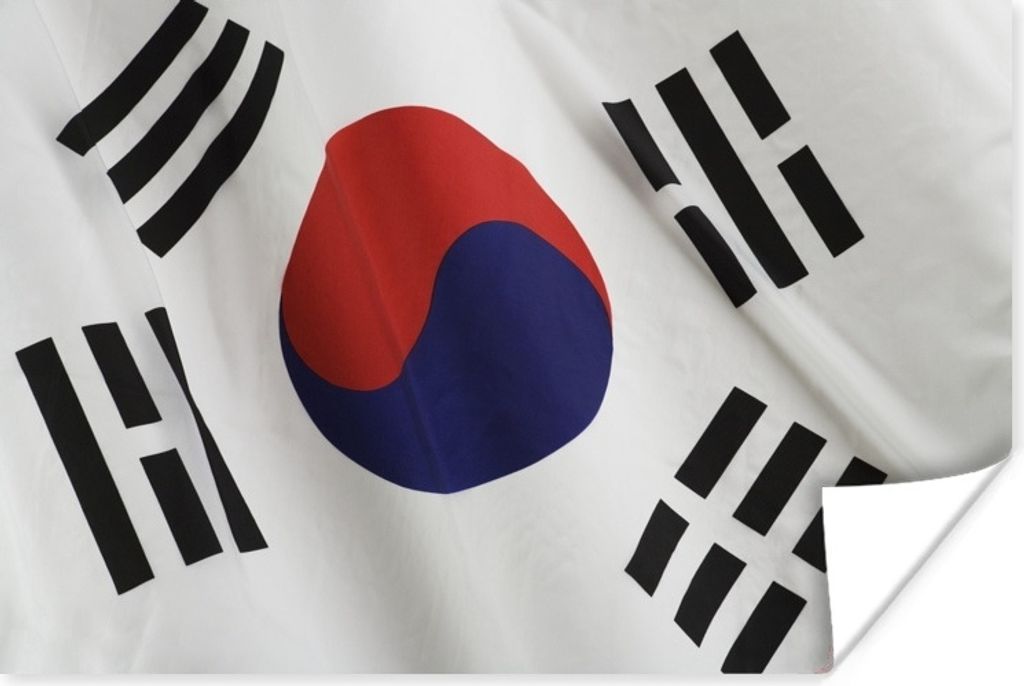 MuchoWow Poster Nahaufnahme der Flagge von Südkorea 180x120 cm - Fotoplakat
