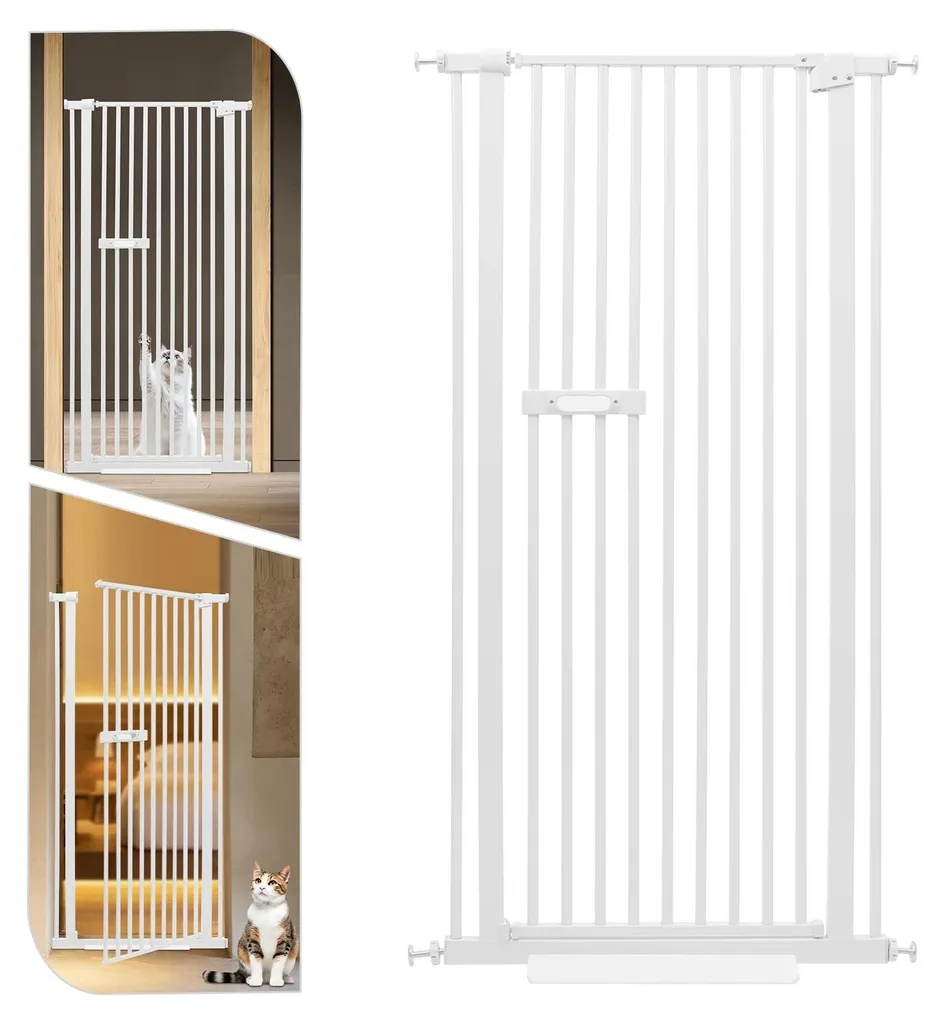 Barrière pour chien extensible et autoportante blanche sans perçage