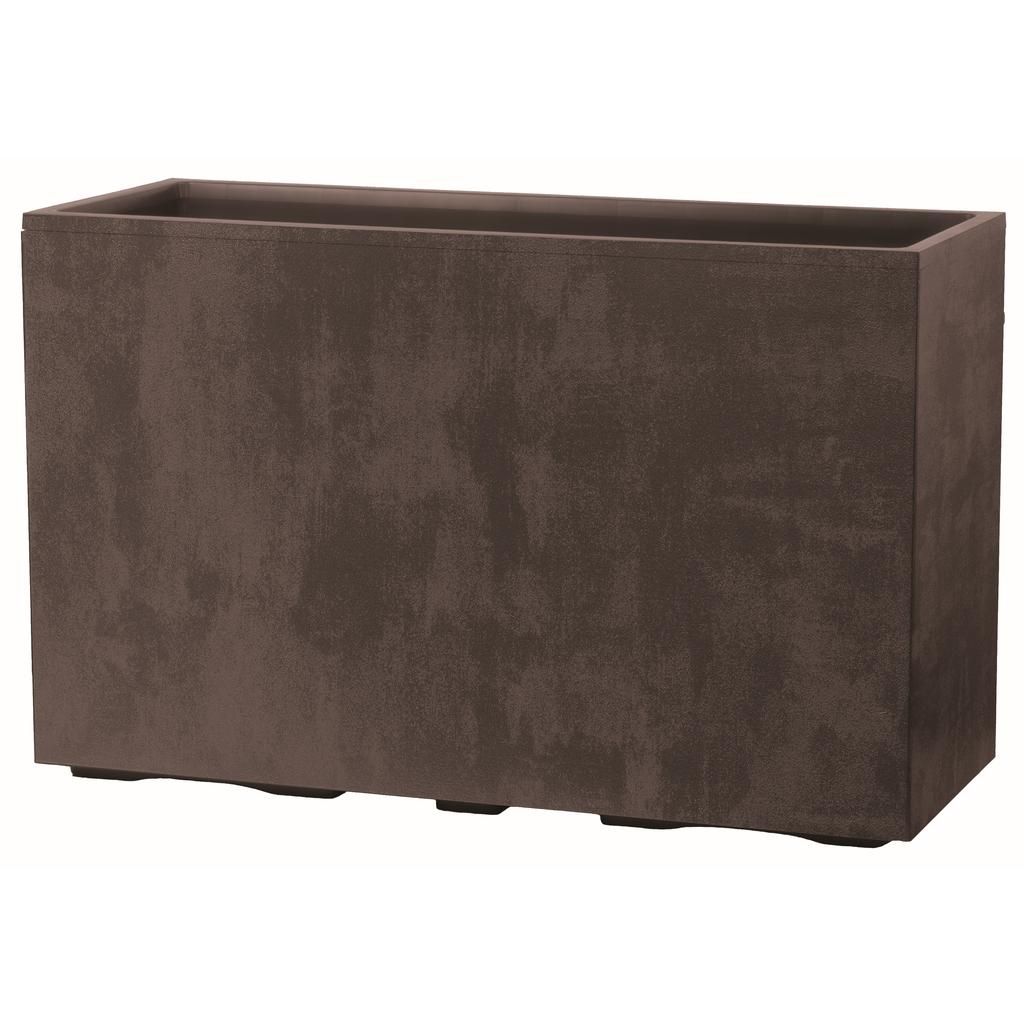 Kreher XXL Sichtschutz Pflanzkasten hoch 93L - 98x38,5x62 cm - doppelwandig & rollbar, mit Entwässerungsstopfen - Naturstein Optik, Braun