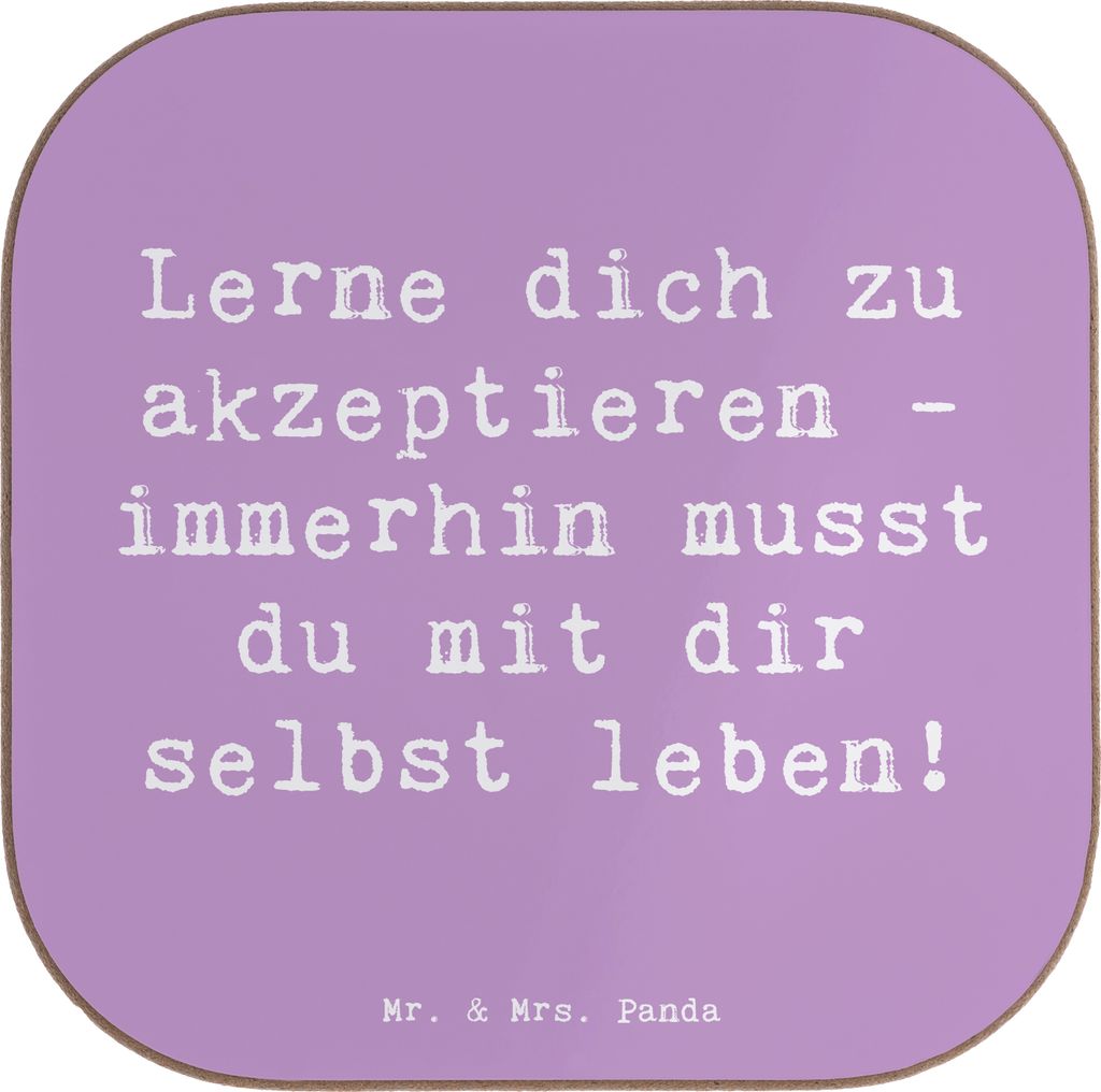 Mr. & Mrs. Panda Untersetzer Glas Spruch Selbstakzeptanz Lernen - Lavendeltraum - Geschenk, Motivation, Coaster, Tassen, Stärke, mit sich selbst l...