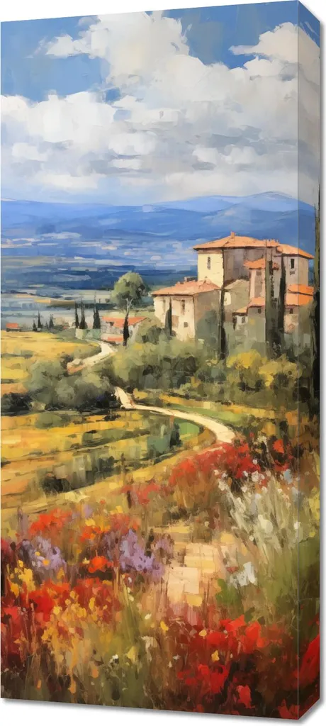 Décoration de Salon Toscane 40x90 cm - Tableau Paysage pour un Intér