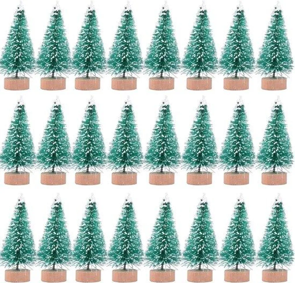 Sapins de Noël miniatures pour village de Noël et déco d'hiver - 24 pièces