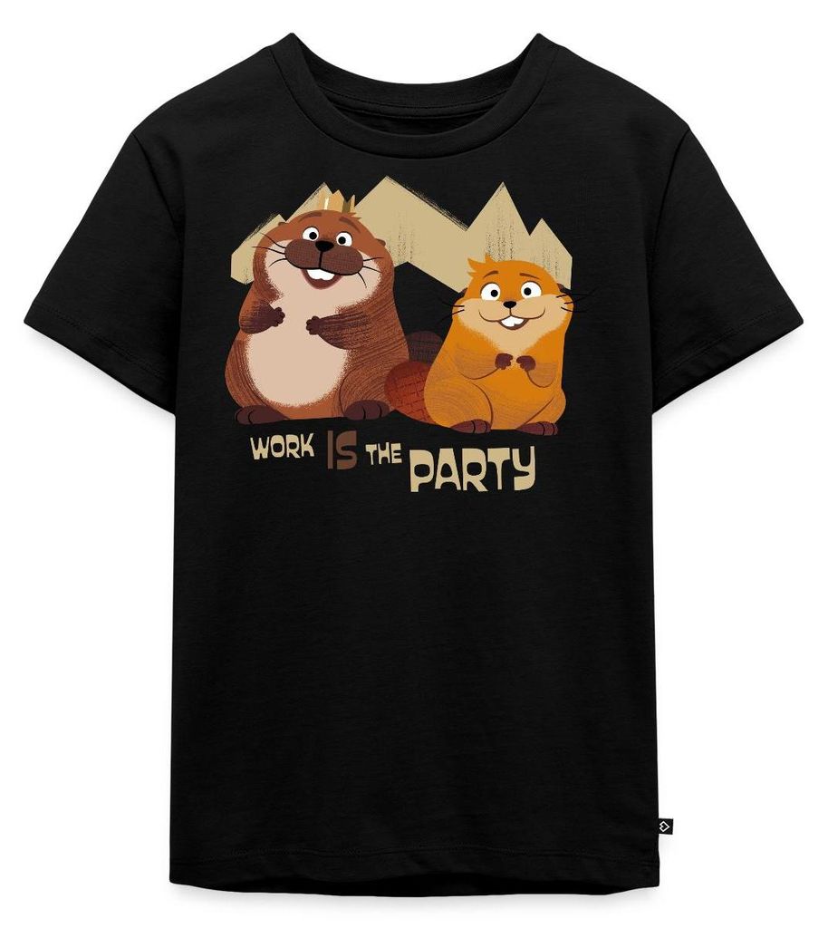 Spreadshirt Hoppers Bieber Work Is The Party Kinder Premium T-Shirt, 110/116 (4 Jahre), Schwarz