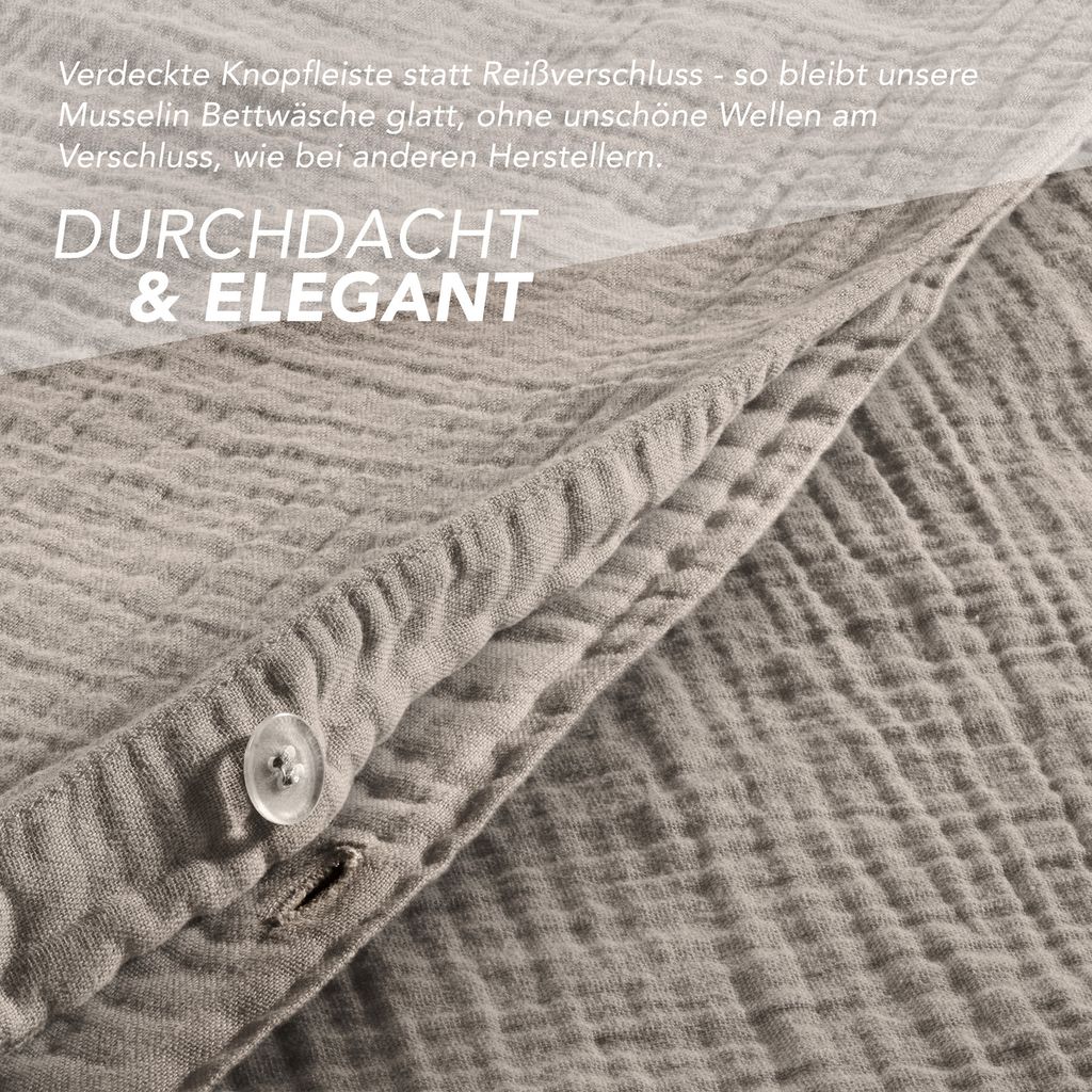 Pure Label Musselin Bettwäsche 155x220 cm mit einem Produktbild 4