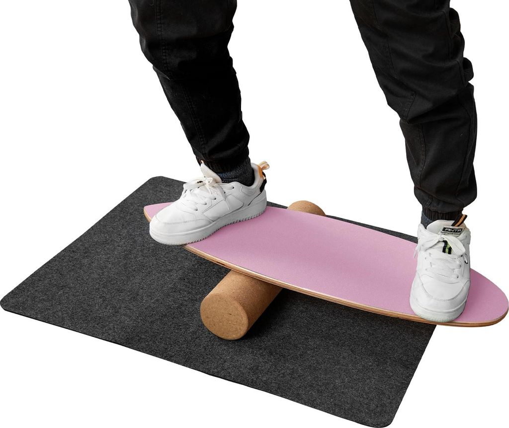 GOPLUS rutschfestes Balance Board aus Holz, Gleichgewichtsboard für zuhause, inkl. Korkrolle, Balancebrett mit 8 hochwertigen gepressten Holzschic...