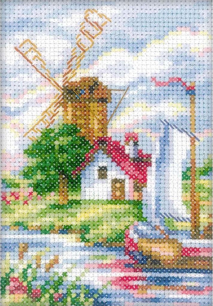 RTO Kreuzstich Set "Holland Landschaft" EH310, Zählmuster, 9x13 cm