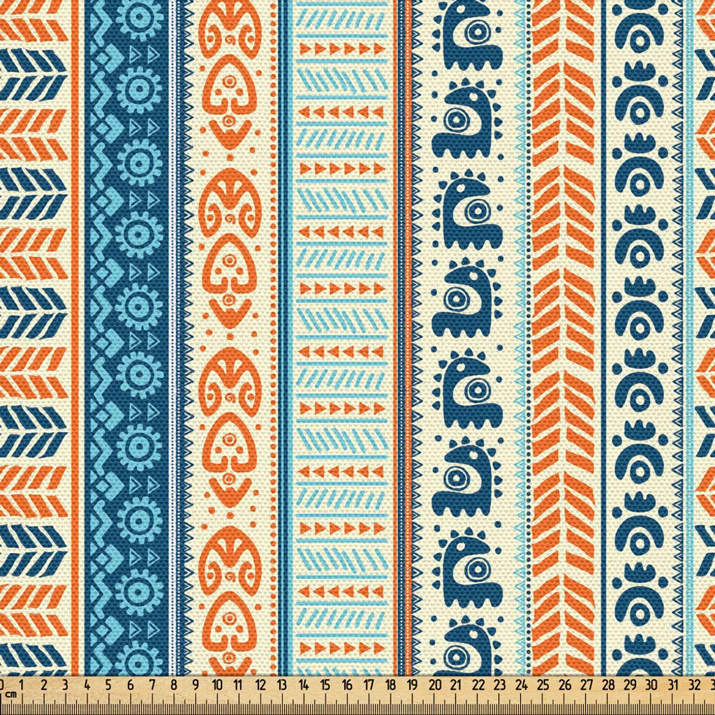 Tissu Coton Mélangé Aztèque Bleu - Motif Artisanal Durable 148x300cm
