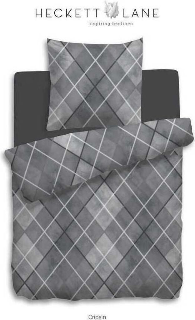HnL Flanell Bettwäsche Streifen Kasten Crispin Grau 135x200 cm + 80x80 cm