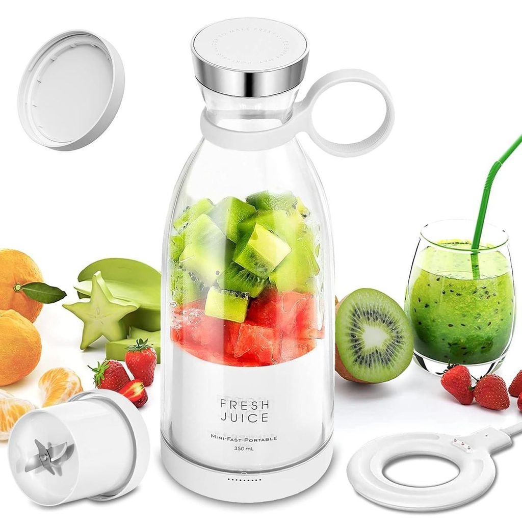 Tragbarer Smoothie Maker 350 ml, USB Saftmixer mit Akku 700 mAh, 4-Klingen Edelstahl, Magnetladung, Mini Mixer