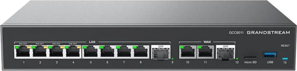 Switch Grandstream GCC6011 PoE 10 Ports GbE SFP2.5, Firewall & PBX 12 Users