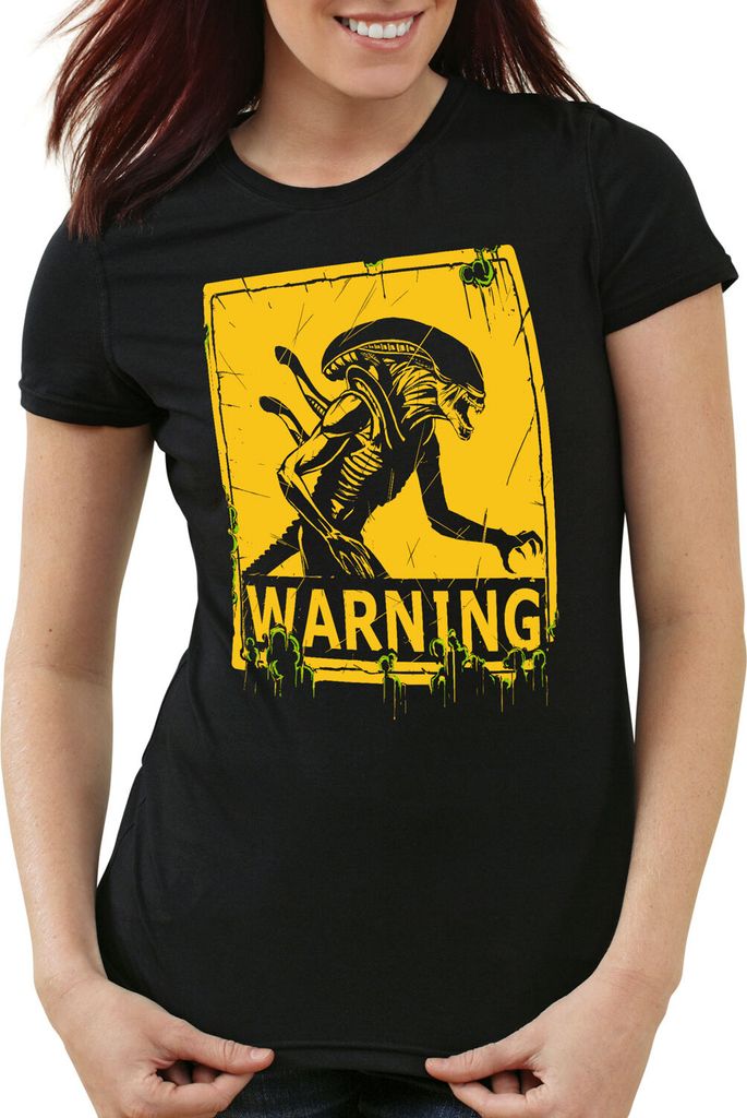 style3 Alien Warning Damen T-Shirt xenomorph ripley giger, Größe:S