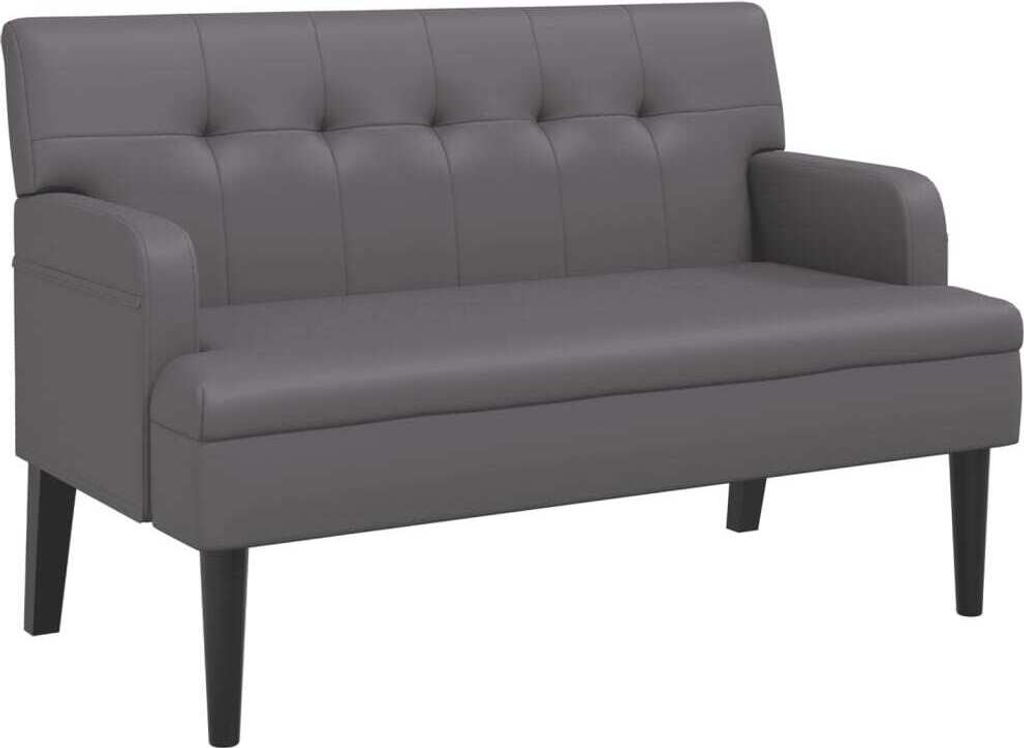 Panca con schienale grigio 112x65,5x75 cm in Pelle finta Immagine del prodotto 