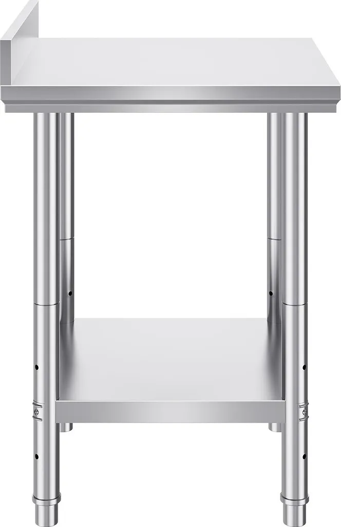 Piano di lavoro in acciaio inox 60 cm x 60 cm Tavolo per la preparazione dei cibi con alzatina per la preparazione dei pasti, il cucito, il lavaggio, l'artigianato, l'uso in garage, ecc. - 9