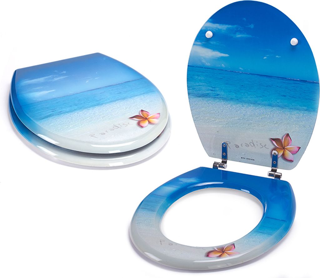 MSV 3700703943556, Verlängert, Harter Toilettensitz, Blau, MDF-Platten, 365 mm, 425 mm