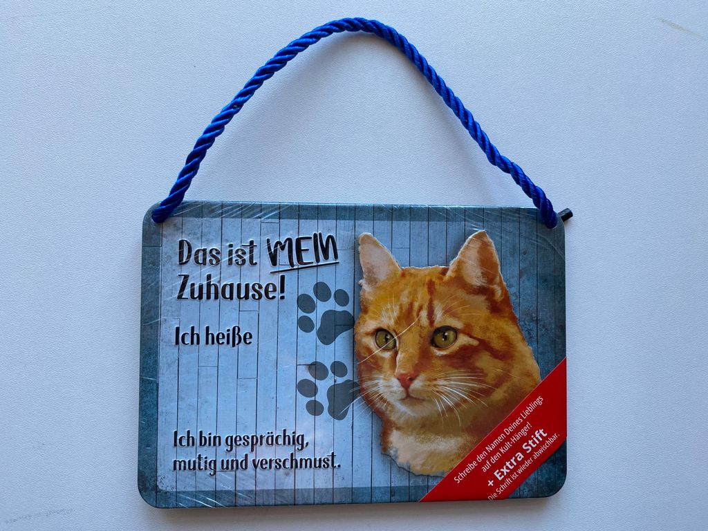 Kulthänger Blechschild Katze rot KH-PET026