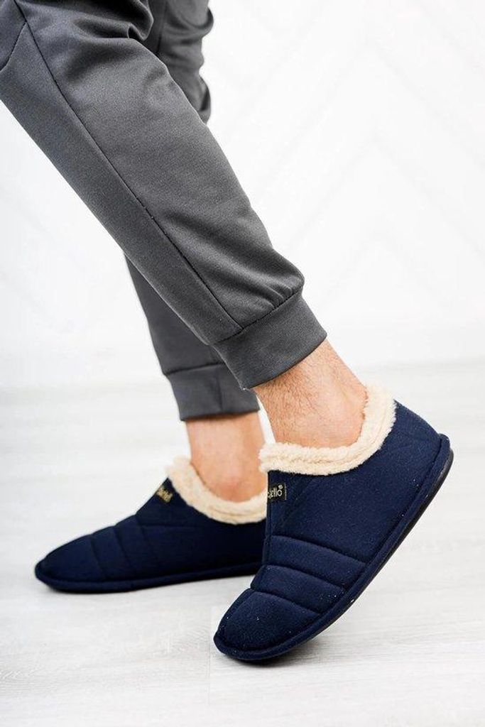 Pantoffels, huisschoenen, sloffen, antislip, marineblauw, Productafbeelding 