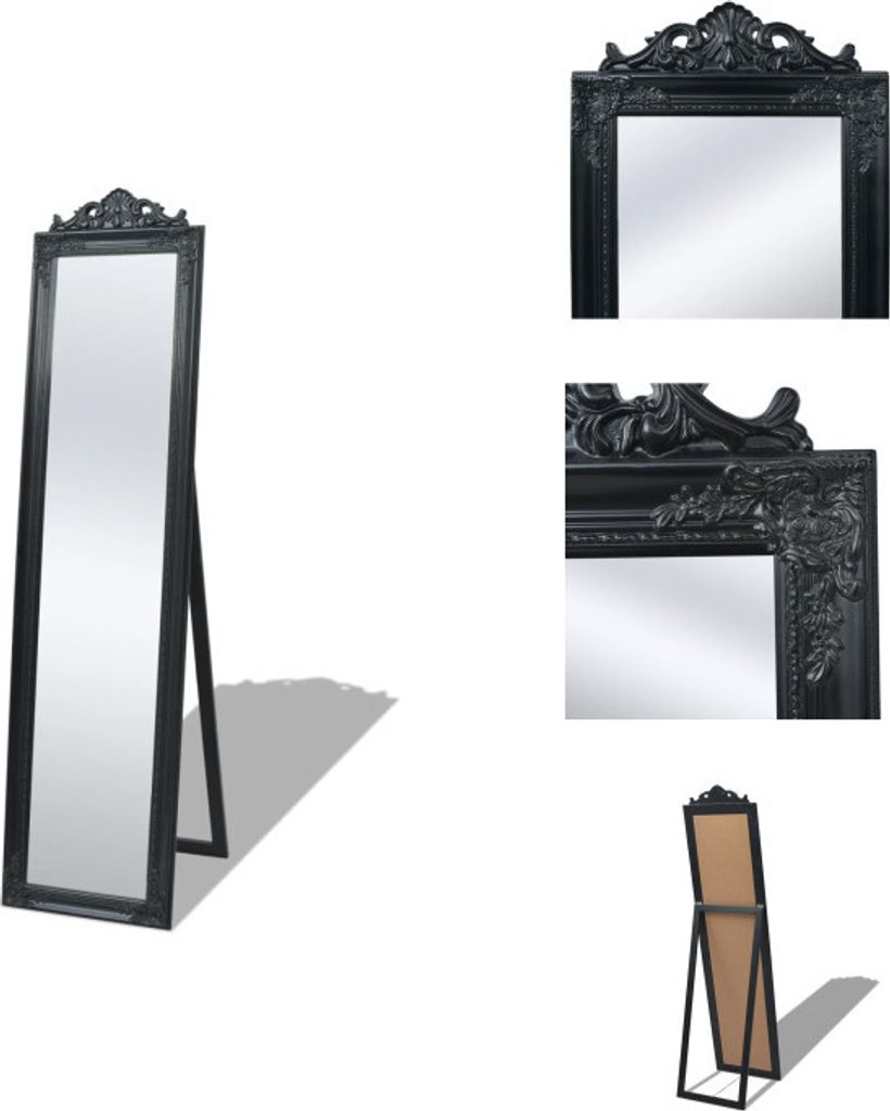 vidaXL Standspiegel im Barock-Stil 160x40 cm Schwarz - Spiegel
