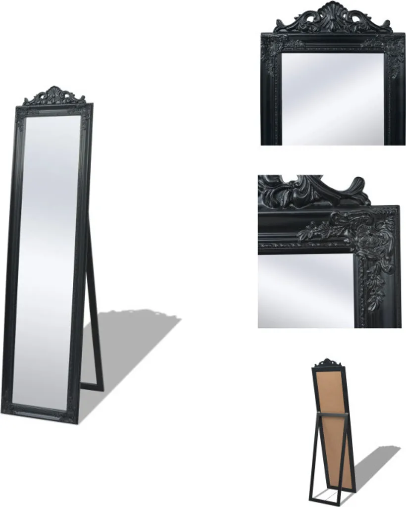 vidaXL Specchio Barocco Nero 160x40 - Specchiera da Terra per Camera - 1
